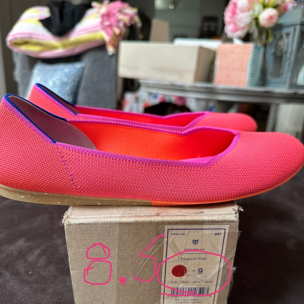 Rothy’s Tropical Pink flats 8.5 EUC